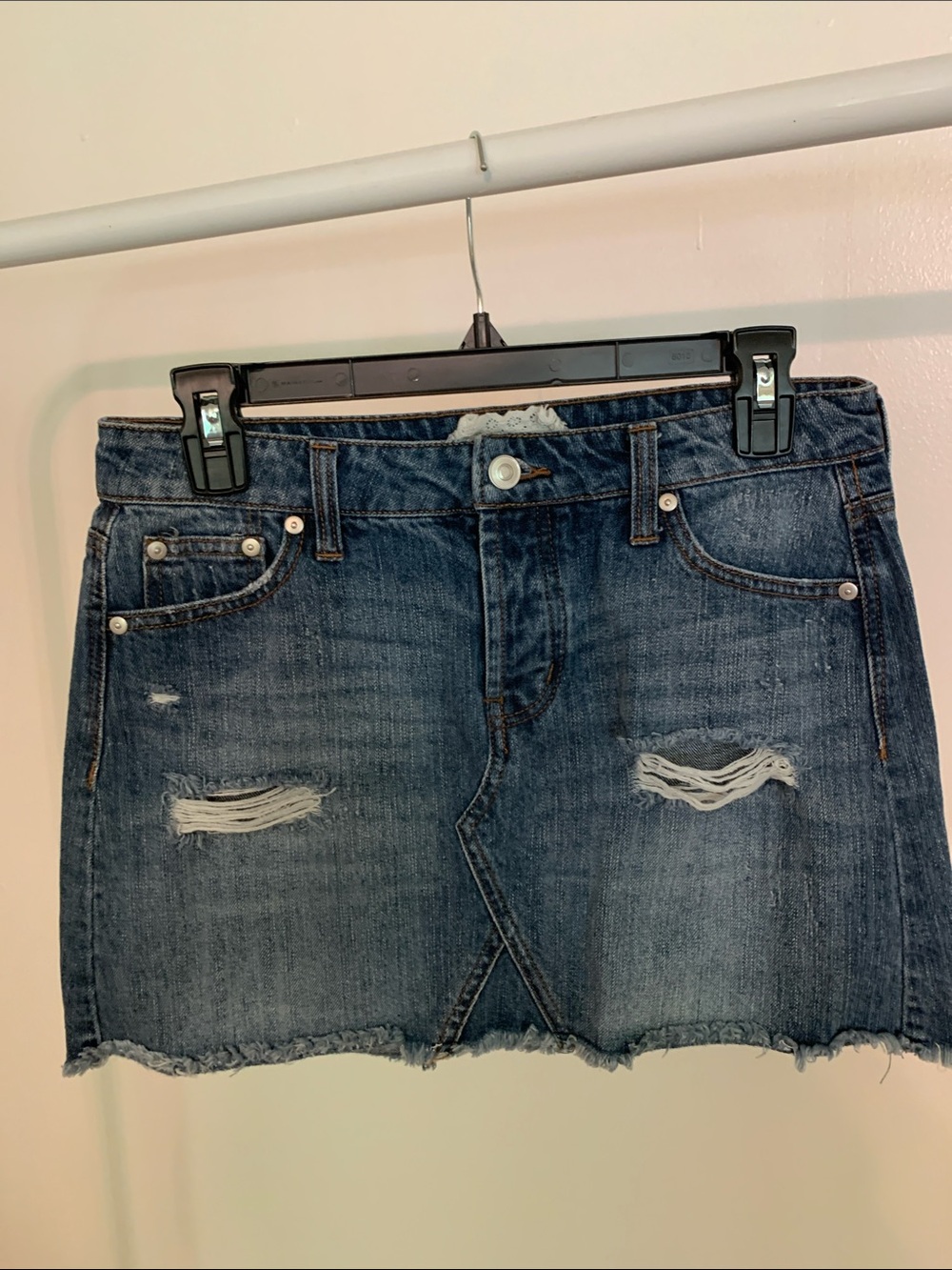 Altar’d State Denim Distressed Mini Skirt - Blue